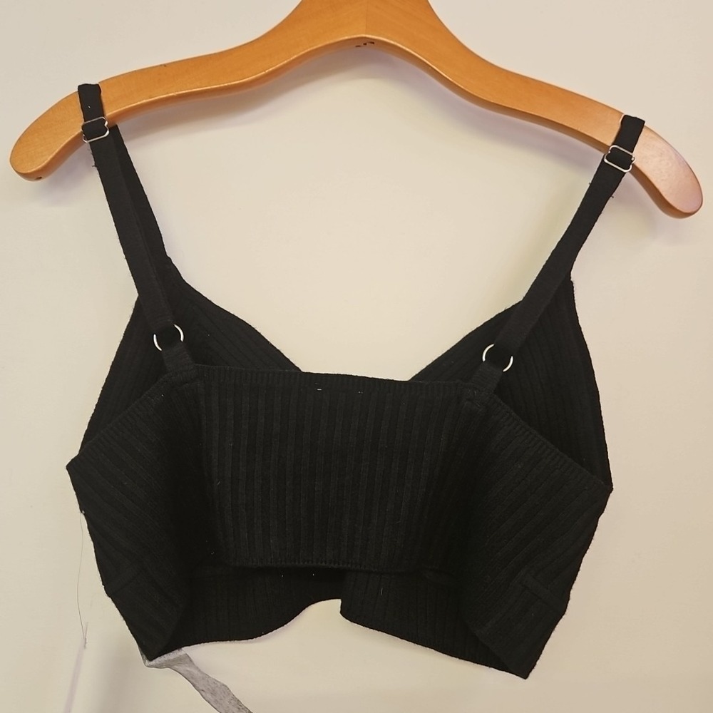Wild Fable Black Cropped Ribbed Tank Top Size L NWT Y2k Festival Casual - Picture 2 of 8